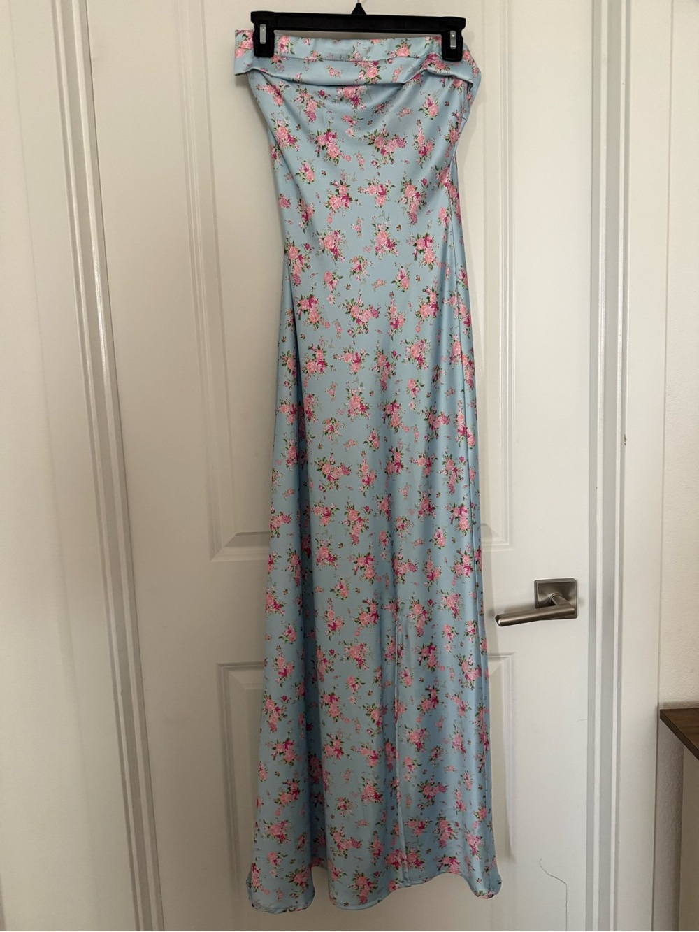 Altar'd State Light Blue Maxi Dress with Pink Floral Print
